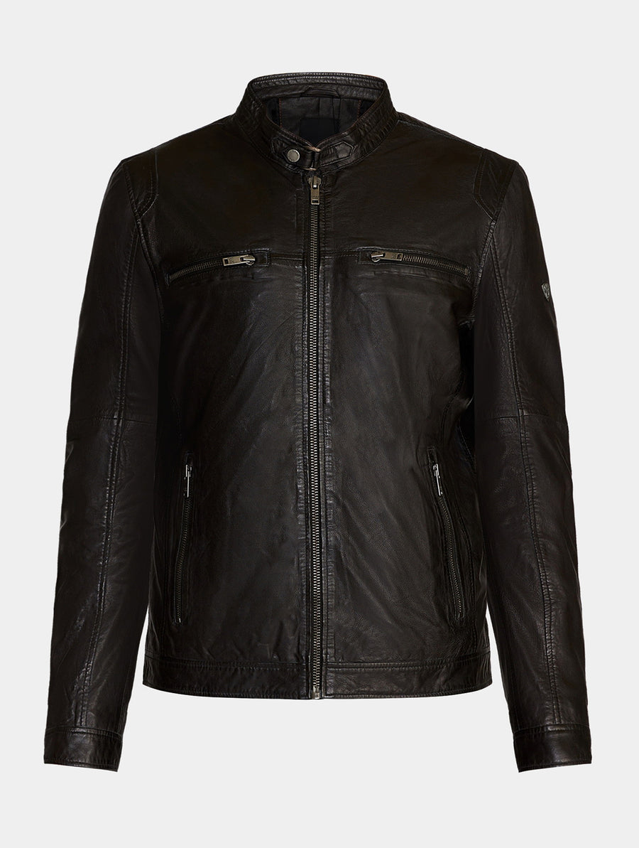 Saki Will Classic Biker Zwart Lerenjas