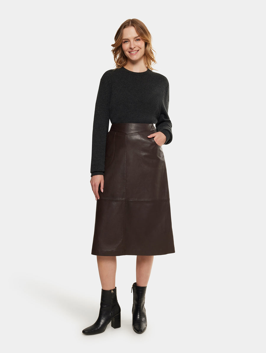 Saki Dagmar Skirt Zwart Lerenrok