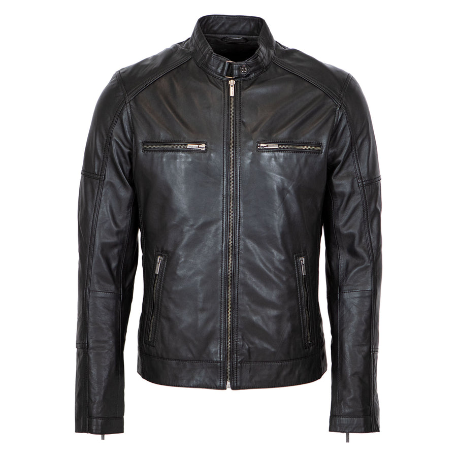 Carlo Sacchi 082 Classic Biker Zwart Lerenjas