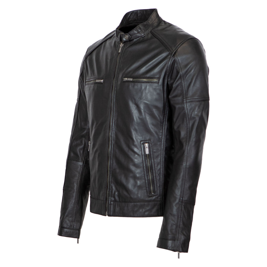 Carlo Sacchi 082 Classic Biker Zwart Lerenjas