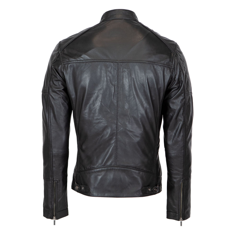 Carlo Sacchi 082 Classic Biker Zwart Lerenjas