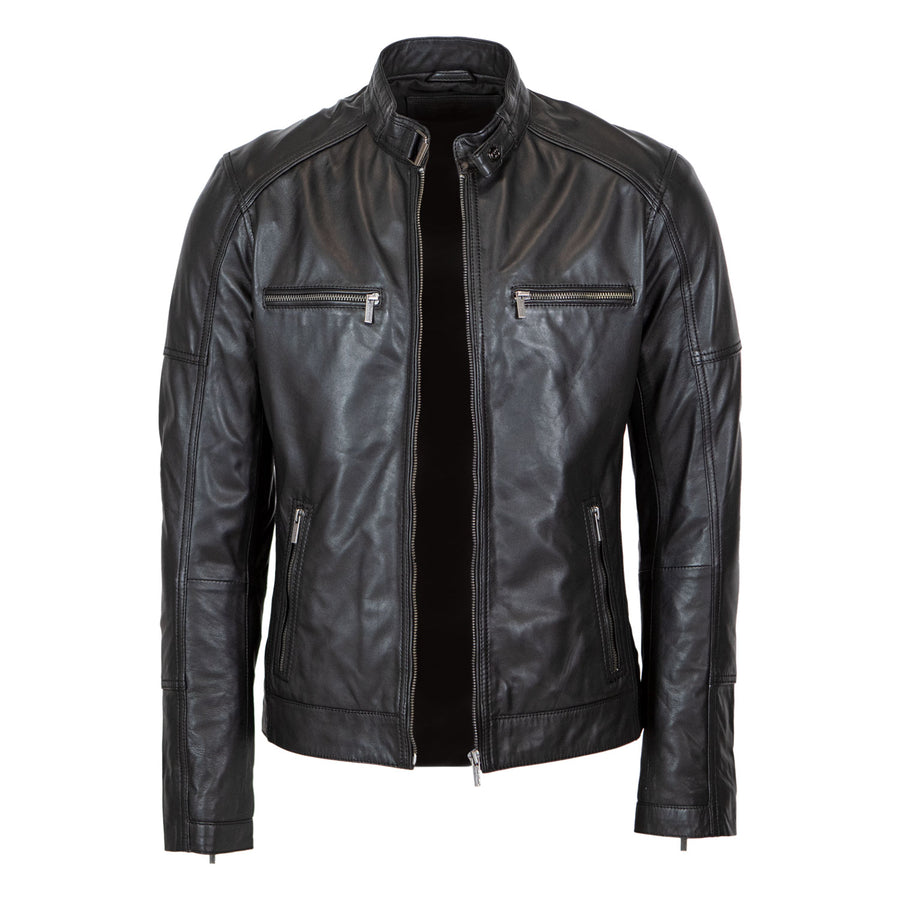 Carlo Sacchi 082 Classic Biker Zwart Lerenjas