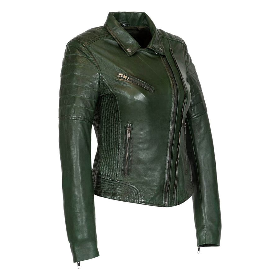 Carlo Sacchi Perfecto Basic Biker Groen Lerenjas