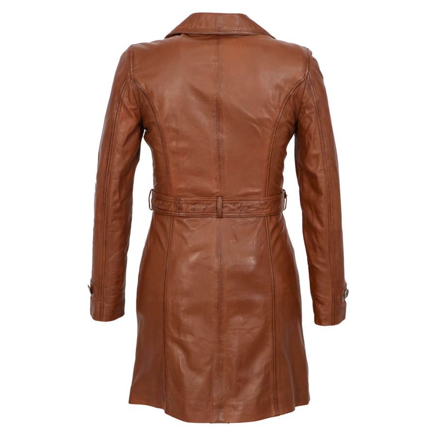 Carlo Sacchi Trenchcoat Cognac Lange Lerenjas