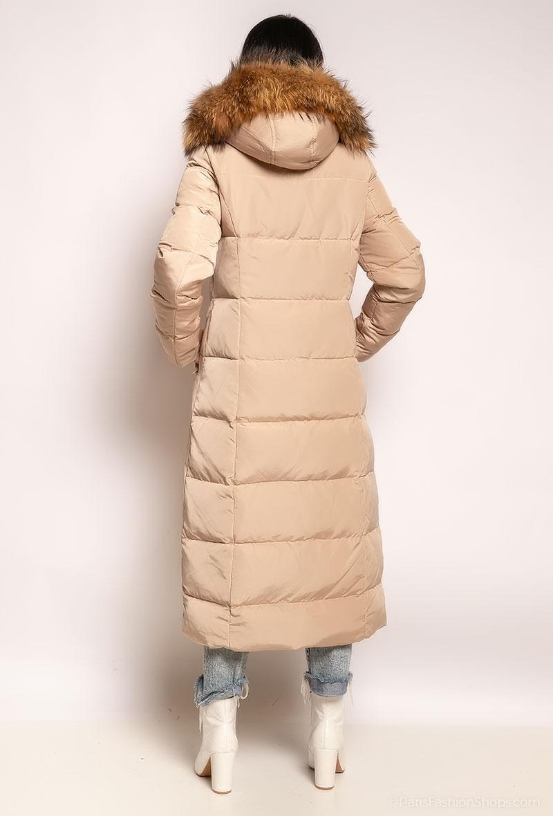 Attentif Langejas Winterjas met Bontkraag Beige